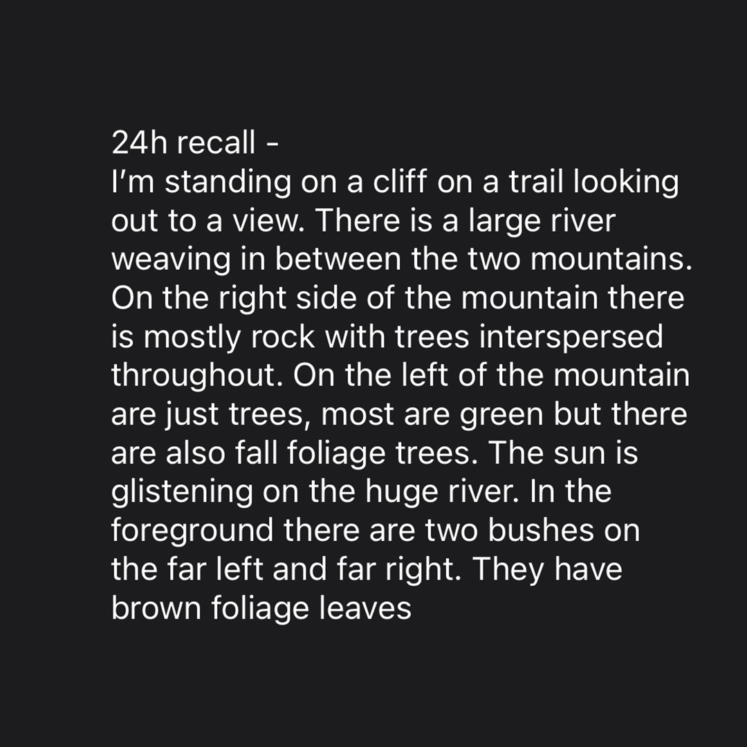 A written recollection of the mountain memory