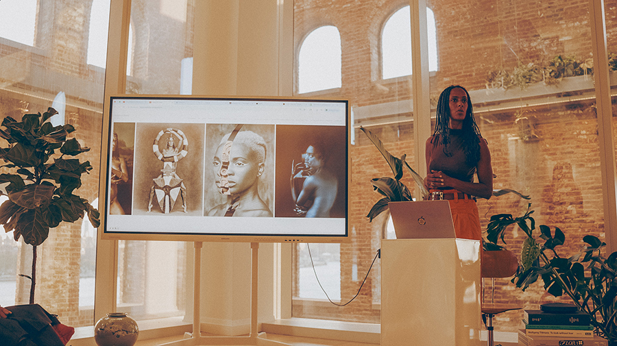 Delphine Diallo presenting at Worlds Worth Building